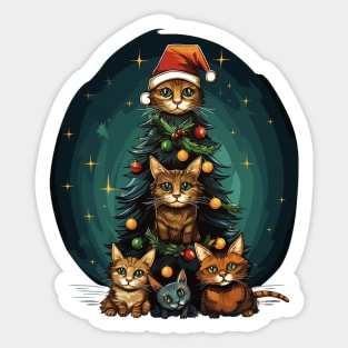 Cat Christmas Tree Sticker